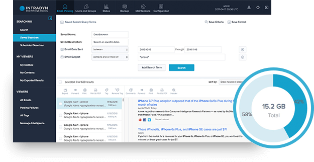 screenshot of Email Archiving